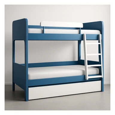 modern bunk bed, mostly blue with white accents, sleek and contemporary sticker