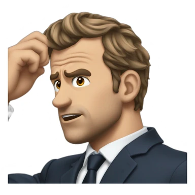 macron frustrated pulling hair sticker
