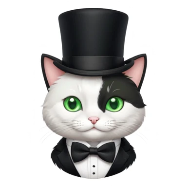 Cat wearing top hat and bow tie sticker