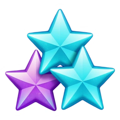 glitter purple and cian 3 stars sticker