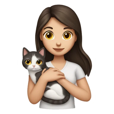 brunette girl with a cat in hand  sticker