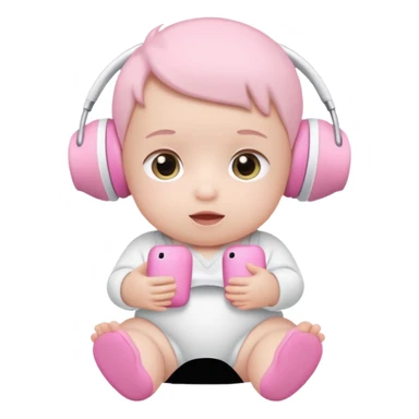 a cute baby in a white diaper and pink airpod sticker