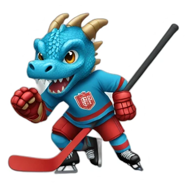 Dragon playing ice hockeY sticker