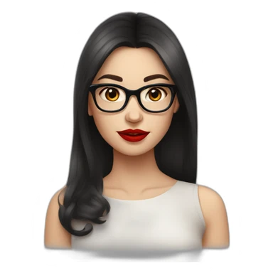 A Russian girl with a dark hairstyle on her shoulders, red lipstick on her lips and glasses for vision sticker