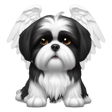Black and white shih tzu with angel wings sticker