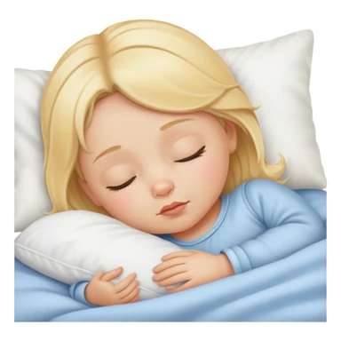 Blonde baby girl in bed sleeping  sticker