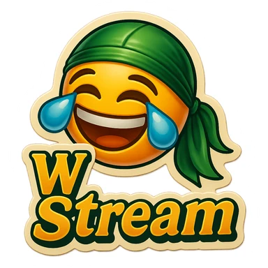 laughing crying 
lol face
Change His durag To Green
Add the words W Stream sticker