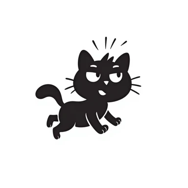 hand-drawn doodle of a cat attacking, sketchy lines, simple and fun sticker