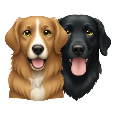 Girl with brown hair and green brown eyes next to a black golden retriever sticker