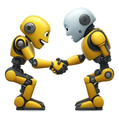 robots shaking hands sticker