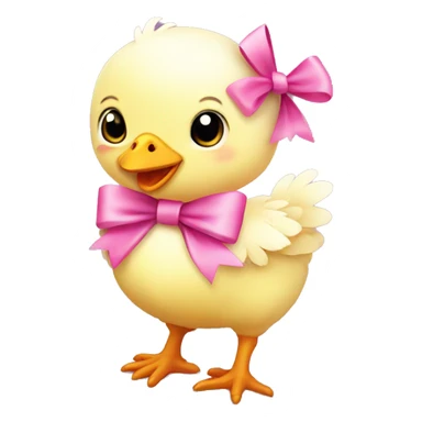 Cute baby chicken with pink bow sticker