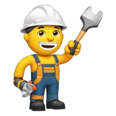 The builder is juggling tools sticker