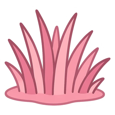 flat toon style patch of pink grass with simple shapes sticker