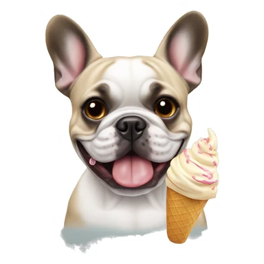 french bulldog eating icecream sticker