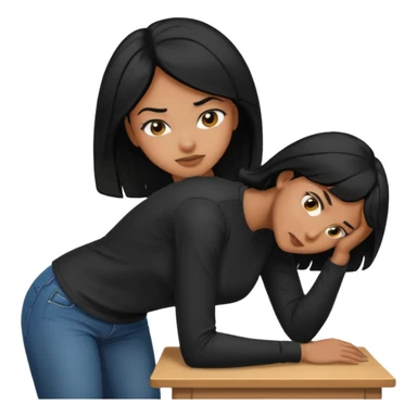 Black hair woman bent over sticker