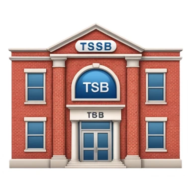 A bank with red building and labeled "TSB" on the building sticker