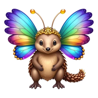 echidna with butterfly wings and sparkle sticker