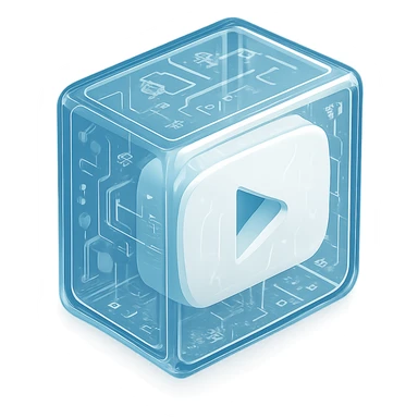 white YouTube play button inside a ligthning box sticker