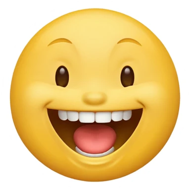 Emoji, yellow round laughing face, open mouth sticker
