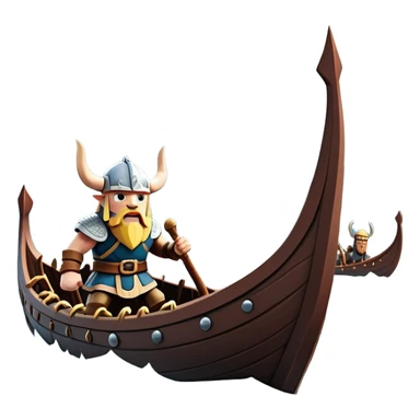 clash-of-clans-aesthetic_-cinematic-viking-longboat, rendered in a flat, bold vector style with minimal shading, featuring a striking dragon-headed prow slicing through icy, churning waters. shields on the side and vikings rowing The longboat’s intricately detailed shields and carved motifs evoke a sense of epic adventure and Nordic might, with billowing sails catching a dramatic, stormy sky backdrop. sticker