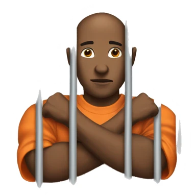 prisoner in orange jumpsuit behind gray bars sticker