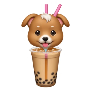 dog drinks bubble tea sticker