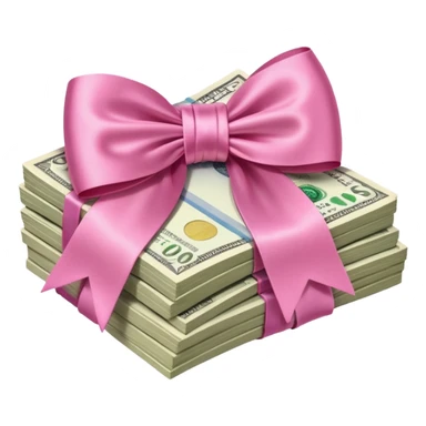 liasse de billet avec un noeud rose en satin sticker