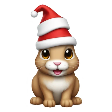 rabbit with christmas hat sticker