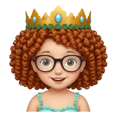 baby with big flower tiara dark ginger curly hair and glassess sticker