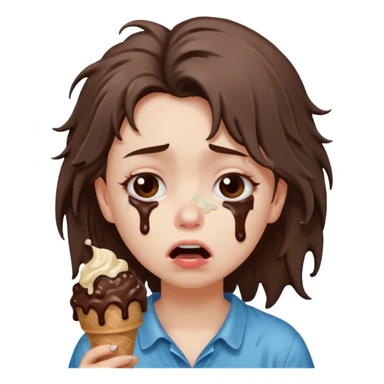 a crying girl with ice cream after heartbreak sticker