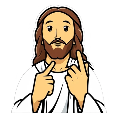 Jesus Christ character flipping the middle finger sticker