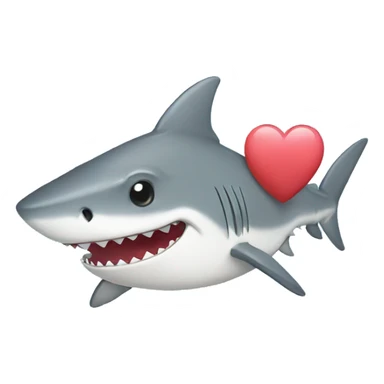 sad shark with heart sticker