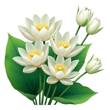 bouquet white Nymphaea lotus,stem sticker