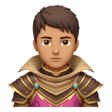 desert warrior portrait, head and shoulders only, sandy cloak collar, leather armor, intense eyes, desert fighter vibe, 3D cartoon, mobile game icon style, clean background, no text, no watermark
 sticker
