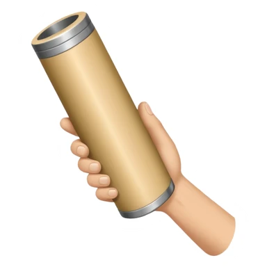 a beige skin colored hand holding a cylindrical tube, no sleeves, no clothes sticker