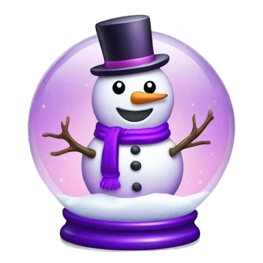 Pink and purple snowman snow globe sticker