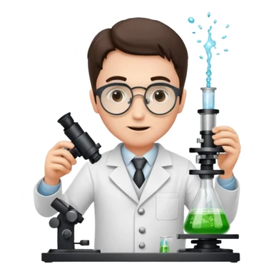 a victorian scientist carrying out an experiment with petri dish and microscope sticker