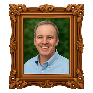 Add a simple photo inside the classic wooden picture frame. Keep the background transparent. sticker