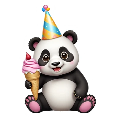 Panda eating ice cream birthday sticker