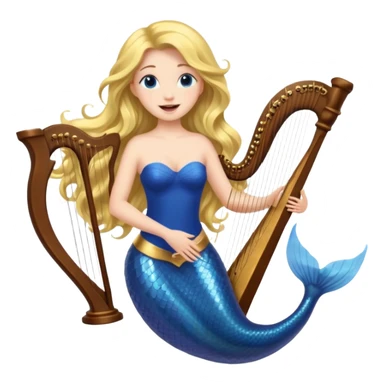Singing Mermaid – Holding harp sticker