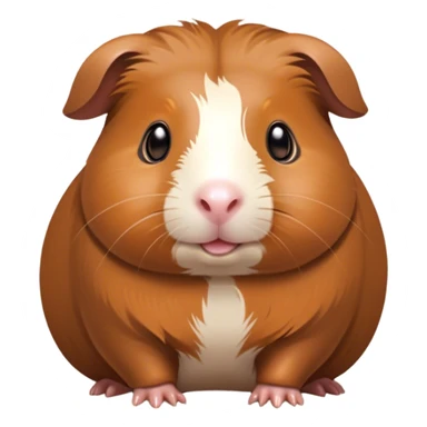 Cinematic Cute Brown Guinea Pig Portrait Emoji, Head tilted playfully and inquisitively, showcasing a velvety brown coat with a natural sheen, round, sparkling dark eyes filled with curiosity, Simplified yet irresistibly adorable features, highly detailed, glowing with a warm, friendly glow, high shine, affectionate and lively, stylized with a touch of whimsy, bright and endearing, soft glowing outline, capturing the essence of a mischievous yet loving guinea pig, so playful it feels like it could nuzzle out of the screen into your arms! sticker