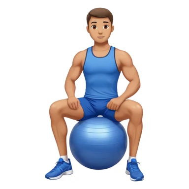 fit man with blue shorts stability ball exercises sticker