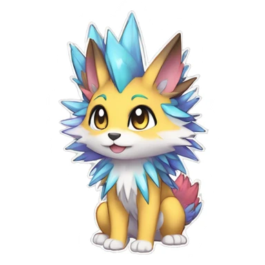 Anthro Scalie Spiky Cool Edgy Magical Shiny Colorful Pastel Sparkle Kemono-style Chibi Fantasy-Animal-Fakémon-Pokémon-Hybrid Fur Sona Aesthetic Full Body sticker