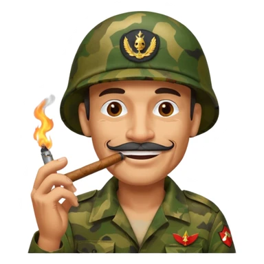 old school jungle commando smoking a cigar with a grin sticker