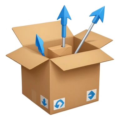 package box with arrows circling around it sticker