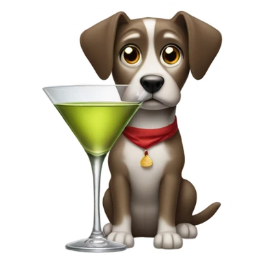 A dog drinking a martini sticker