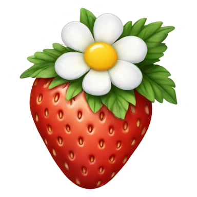 strawberry with flower and sun sticker