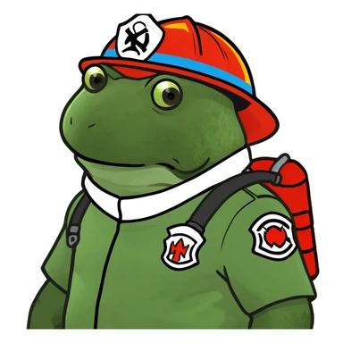 bufo in a fir fighter suit sticker