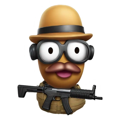mr potato head with level 3 pubg helmet and guns sticker