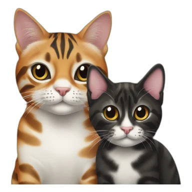 two-cats-bengal-and-small-cat-black-together sticker